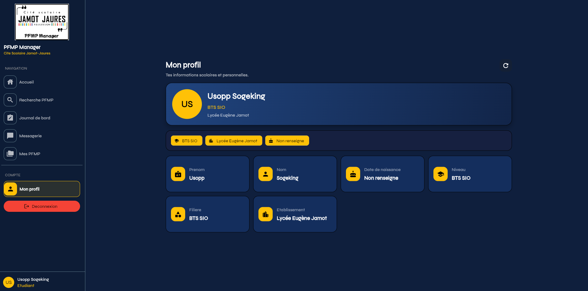 PFMP Manager — My profile
